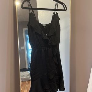 Satin, spaghetti strap faux wrap mini dress Express brand